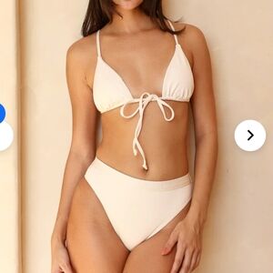 Dippin Daisy's ULTRA/COVE White Bridal High Waist Sporty Waffle Bikini Set NWT